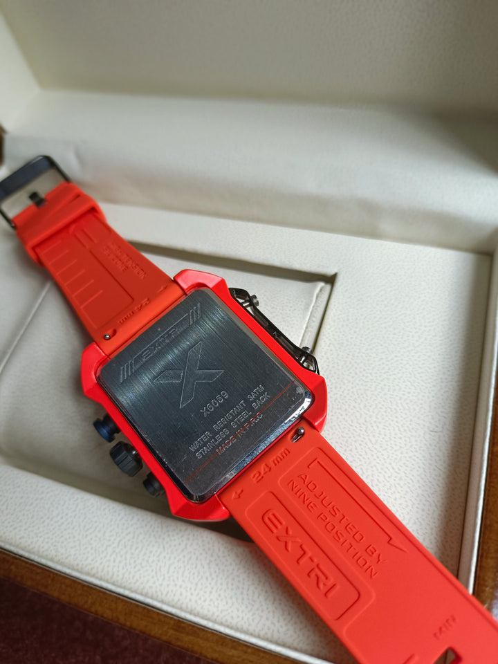 EXTRI Men’s Chronograph Sport Watch - Square Silicone Strap Waterproof ...
