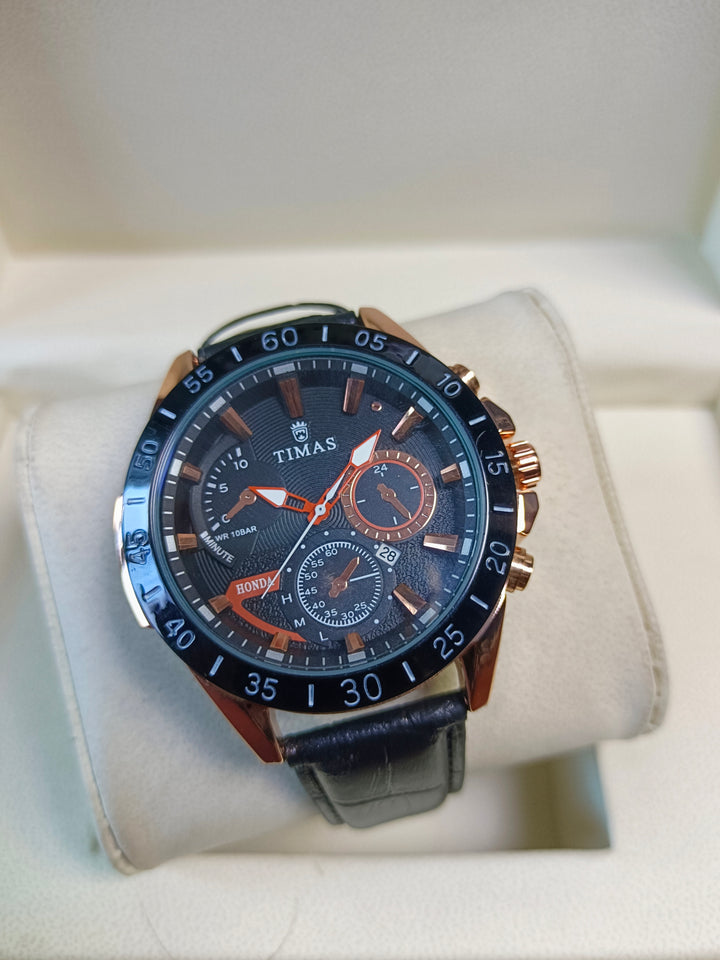 TIMAS Men's Rose Gold & Black Watch – Gujranwala Mart