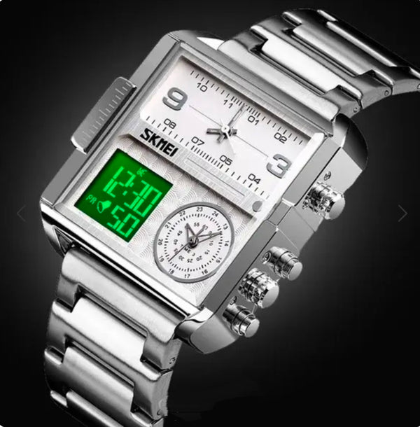 SKMEI 1584 - Triple Time Stainless Steel Chain Watch