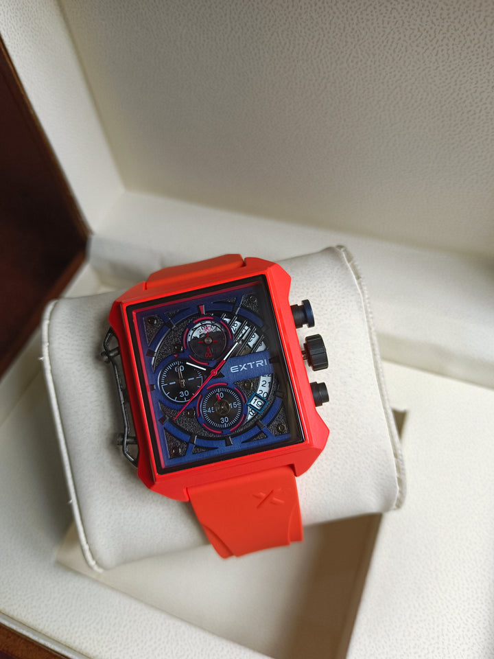 EXTRI Men’s Chronograph Sport Watch - Square Silicone Strap Waterproof ...